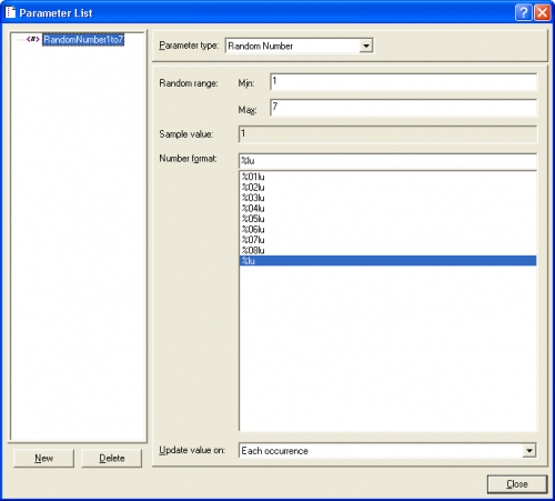 LoadRunner Random Number Parameter