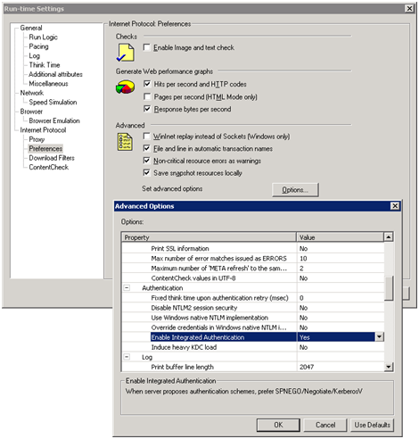 Enable Integrated Authentication in LoadRunner